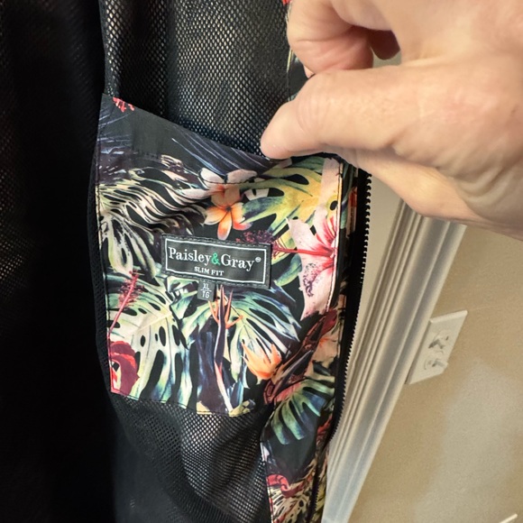 Paisley & Gray Men's Slim Fit "Dark Tropic" Floral Windbreaker Jacket Size XL - Picture 4 of 10